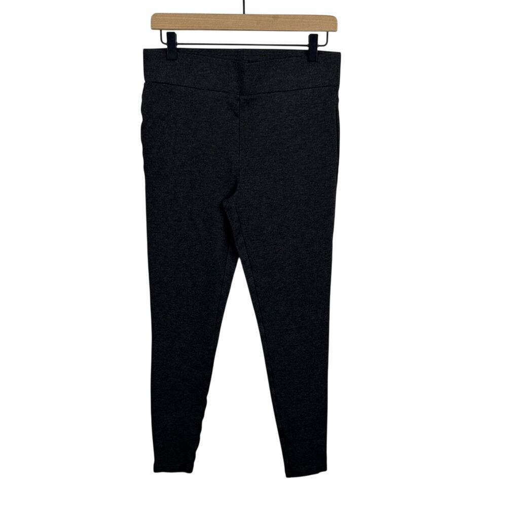 LOFT Heathered Ponte Leggings Medium Gray Black Carbon High Rise Career Pant M